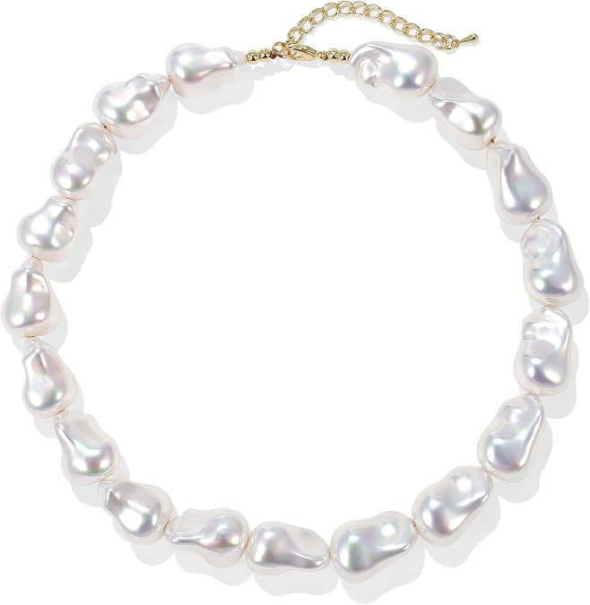Chunky Pearl Choker Necklaces for Women,Irregular Pearl Beaded Choker Wedding Necklace Delicate Jewelry for Women Simple Bridesmaid Jewelry Gifts