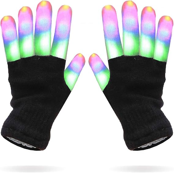 Luwint LED Colorful Flashing Finger Lighting Gloves, Glow Rave Cool Toys for Adult Teens