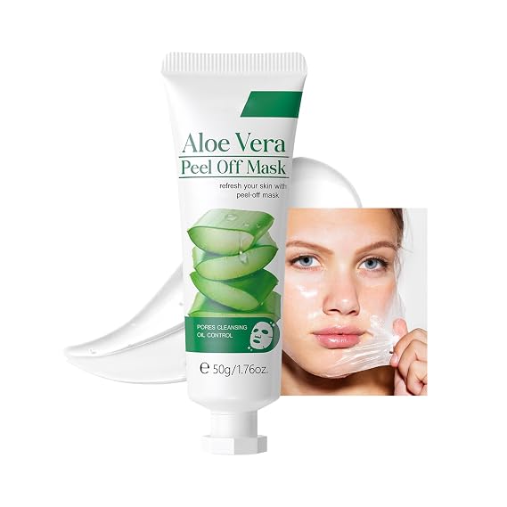 Aloe Vera Gel Peel Off Mask, Face Gel - Natural Hydrating Aloe Vera Peel-Off Mask Long-lasting Moisturizing & Locks in Moisture for Dry, Oily & Sensitive Skin, 1.76Oz