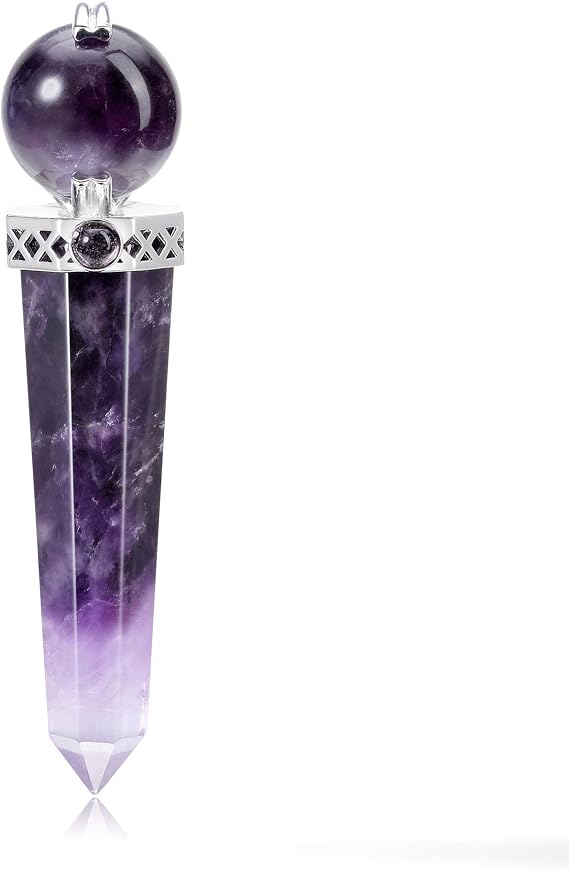 CrystalTears 3.2" Amethyst Crystal Wand Reiki Healing Crystals Point Prism Gemstone Wand Tumbled Poished Quartz Crystal Healing Stones for Meditation Wicca Crystals Therapy