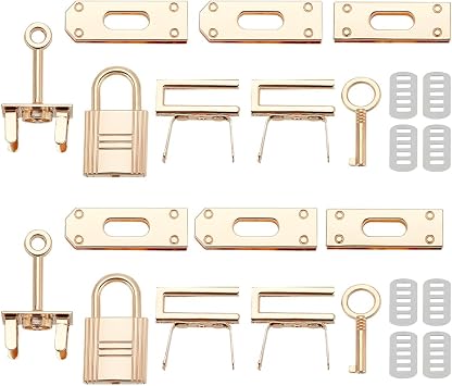 WADORN 24pcs Alloy Bag Lock Clasp Set, 2 Sets Purse Closure Hardware DIY Bag Making Lock Fastener Handbag Luggage Replacement Accessories for DIY Leather Crafts Shoulder Bag Repair