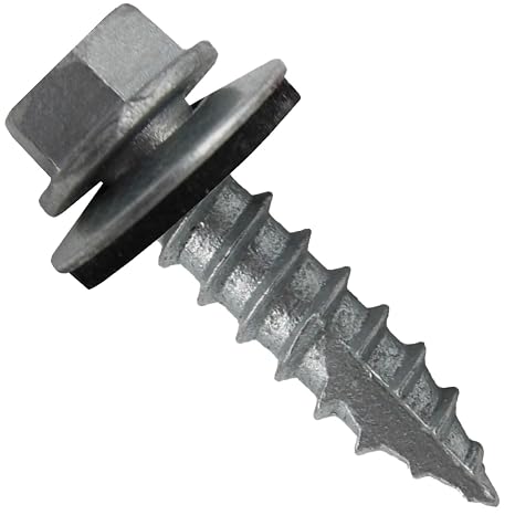14 x 1 NO Paint Metal Roofing Screws - Hex Washer Head- Self-Starting/Tapping - EPDM Washer. 1 x 250 Count Bag - 250 Screws