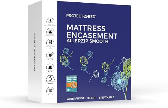 Protect-A-Bed AllerZip Smooth Mattress Protector Machine Washable, Twin XL, 11-18 Inches