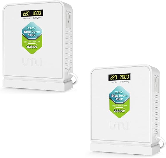 UMI 1600W and 2000W Step Down Voltage Converter Transformer Set - Heavy Duty Step Down Transformer 220v 110v or 100v- Circuit Breaker Protection and Overheating Overload Protection