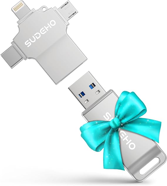 512GB USB Flash Drive for iPhone, 4 in 1 External Thumb Drive for Picture Video Backup