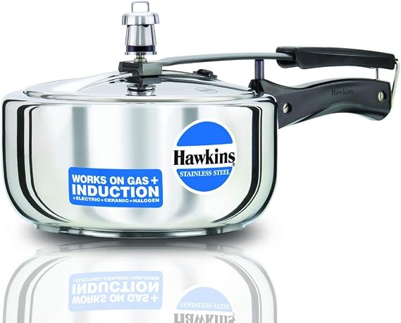 Hawkins Stainless Steel Induction Compatible Inner Lid Pressure Cooker, 3 Litre, Silver (Hss3W) Wide, 3 Liter