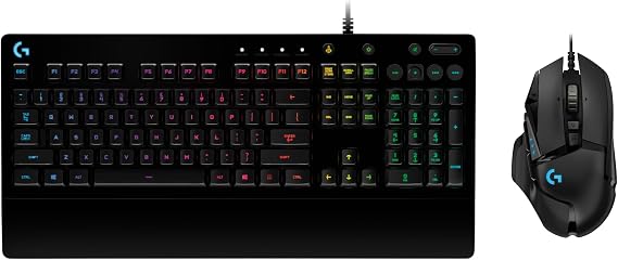 Logitech G G502 HERO Wired Gaming Mouse and G213 RGB Gaming Keyboard - mice with programmable buttons and adjustable weights - customisable backlit keyboard with tactile keys - PC/Laptops, Black