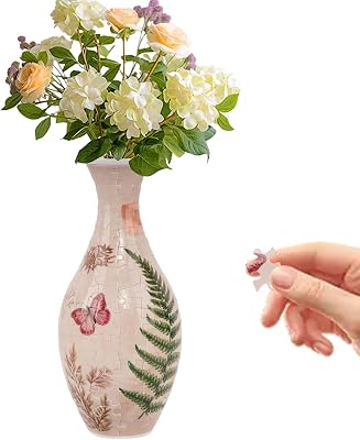 3D Puzzle Vase for Adults to Flower Arrangement and Home Decoration Made by 160 Curved Plastic Puzzle Pieces Plant Diary