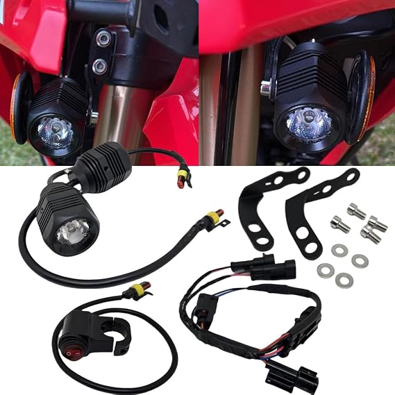 Compatible for CRF300L Rally / CRF250L Rally (21- UP) Motorcycle Auxiliary Driving LED Light Kit W/Mount Brackets Wire Harness