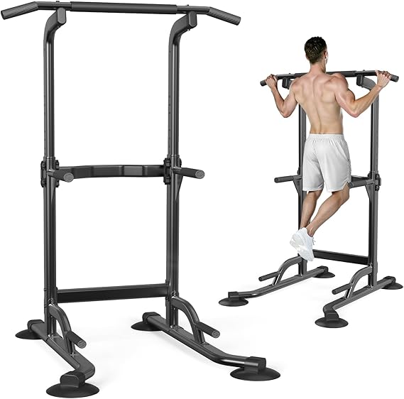 Dskeuzeew Pull Up Bar Free Standing for Multi-Function Home Gym Strength, Pull Up Dip Station Assistive Trainer Height Adjustable, Power Tower Training Heavy-Duty Fitness Equipment