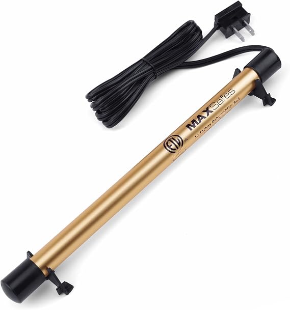 MAXSafes Gun Safe Dehumidifier Rod, Dry Golden Rod - Easy Installation Plug-in Electric Dehumidifier Eliminates Moisture for Gun Safes & Cabinets, ETL Approved, 12in