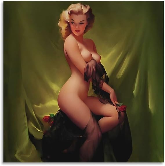 Golden Nude Woman by Gil Elvgren Wall Art Prints posters Room Aesthetic Print Art Wall Painting Canvas Modern Bedroom Decor 24x24inch(60x60cm)
