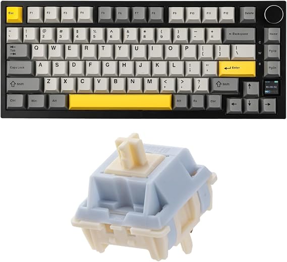 EPOMAKER Ajazz AK820 Pro 75% Wireless Mechanical Keyboard with TFT Smart Display&Knob+Sorane 39gf Gaming Keyboard Switches Set