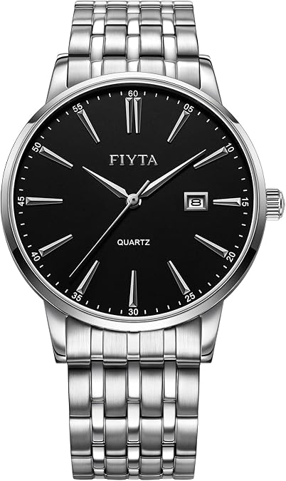 FIYTA Classic Watch with Thin Stainless Steel Quartz, 3-Hand Date, 30m Waterproof, 40mm/28mm, Business to Weekend and Couples, Gift Box