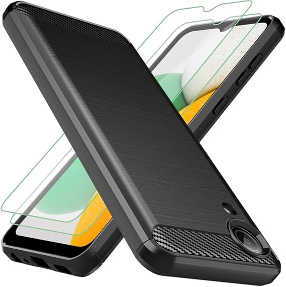 Osophter for Galaxy A03 Core Case,Samsung A03 Core Case with 2pcs Screen Protector Shock-Absorption Flexible TPU Rubber Protective Cell Phone Cover for Samsung Galaxy A03 Core(Black)