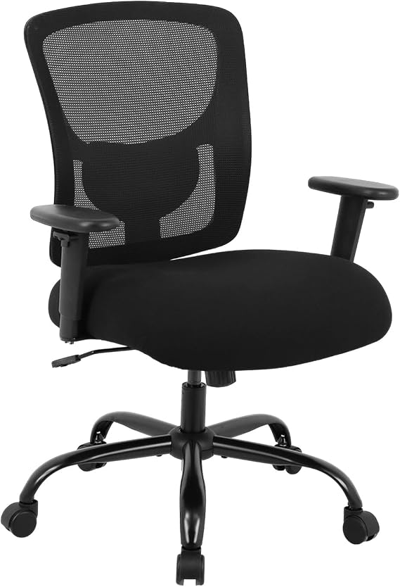 FDW Big and Tall 500 lb Mesh Office Chair Ergonomic High Back Desk Chair with Lumbar Support and Extra-Wide Seat for Home Office, Black