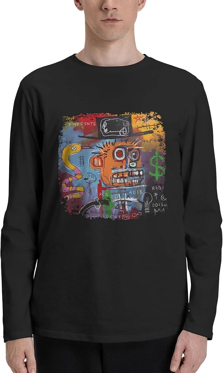 Jean-Michel Basquiat Men T-Shirt Funny Long Sleeve Crewneck Shirt Tops