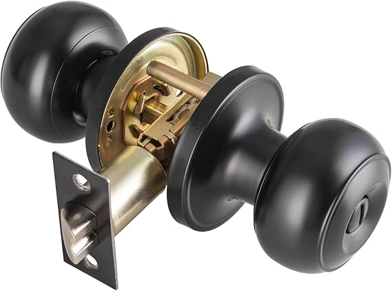 Black Door Knob Interior with Turn Lock for Bath & Bedroom