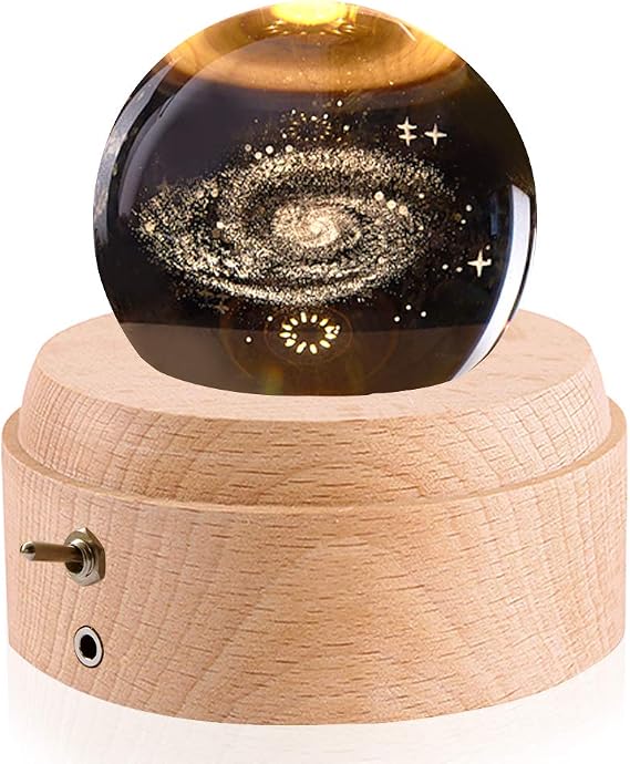 Birthday Gift Genuine, Music Box, Universe, Galaxy, Christmas, Snow Globe, Valentine's Day, Moon Lamp, Girlfriend, Crystal Ball, Indirect Lighting, Bedside Lamp, LED Light, USB Charging