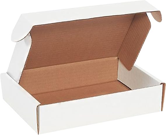 The Boxery 9 x 6 1/4 x 2 Inch-50-Pack, White Corrugated Shipping Box Mailers, Sturdy Shipping Boxes, Professional Packaging for Small Business Mailing, Gift Packing, Ship Flat