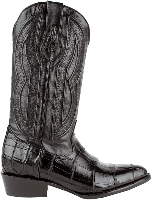 Ferrini Italia Mens Stallion American Alligator Round Toe Dress Boots Mid Calf - Black