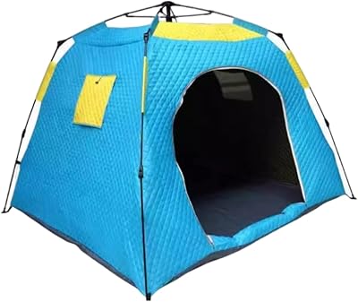 Portable Ice Fishing Tent 3-4 Person Ice Fishing Shelter with Windows, Vents and Ice Anchors, Thickened Camping Tent Ice Shanty for Winter Fishing Blue 78.778.766.9