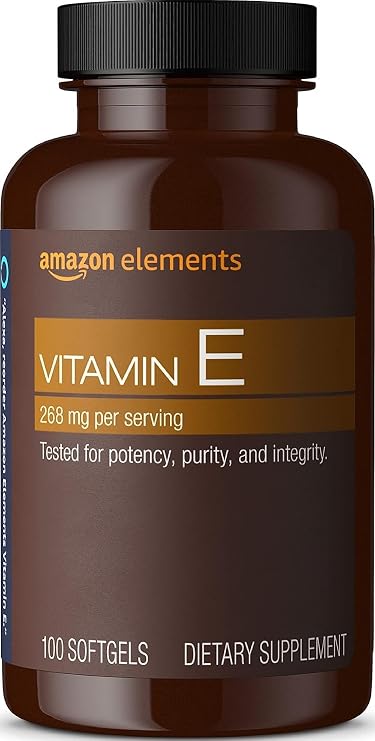 Amazon Elements Vitamin E, 400 IU, 100 Softgels, 100 days of supply (Packaging may vary)