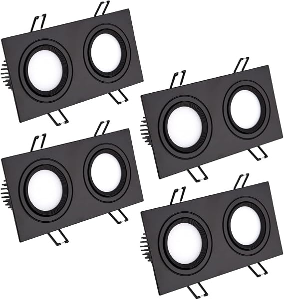 4 Pack Led Black Double Head Downlight Rectangular Recessed Ceiling Light 10W14W20W30W40W60W Anti-Glare Recessed Downlight Rotate Spot Lights Indoor,40W-6000K,10w-3000k