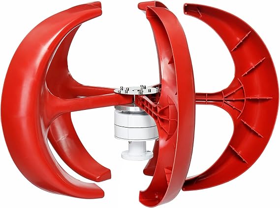 3000W Vertical Wind Turbine Generator Small 12V/24V/48V/220V Wind Turbine Homeuse Low Noise High Efficiency with Controller for Wind Power Systems(Red)