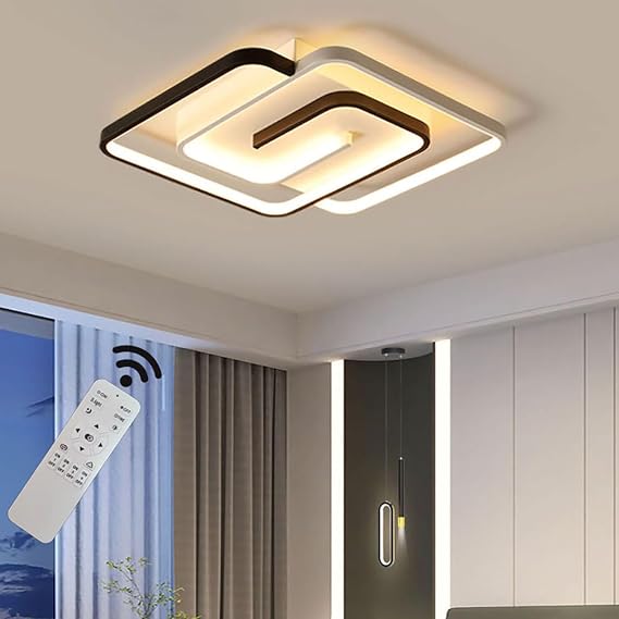 BDXKY Modern Led Ceiling Light Fixture Dimmable with Remote Flush Mount Square 40W Ceiling Lamp for Bedroom Kitchen Salon Living Room Dining Room Office