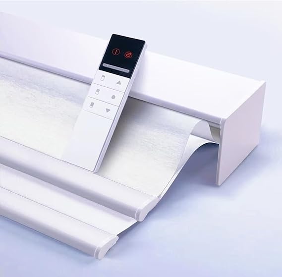TIPIACE Day Night Dual Layer Motorized Blinds(White+Full Blackout White)