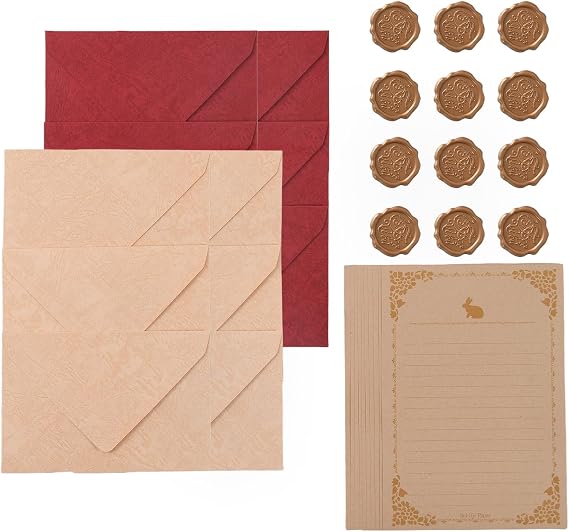 Letter Writing Set Vintage Letter Writing Paper and Envelopes Vintage Writing Set with 40 Letter Paper 12 Vintage Envelopes 12 Sealing Wax Stickers for Love Letters, Invitations & Thank You Cards