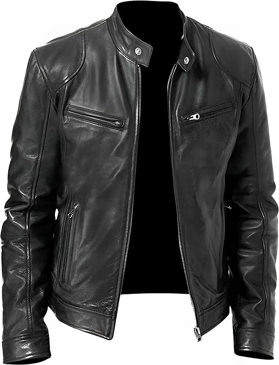 Men's Real Leather Jacket Biker Motorcycle Cafe Racer Vintage Retro Bomber Winter Black Genuine Leather Jacket