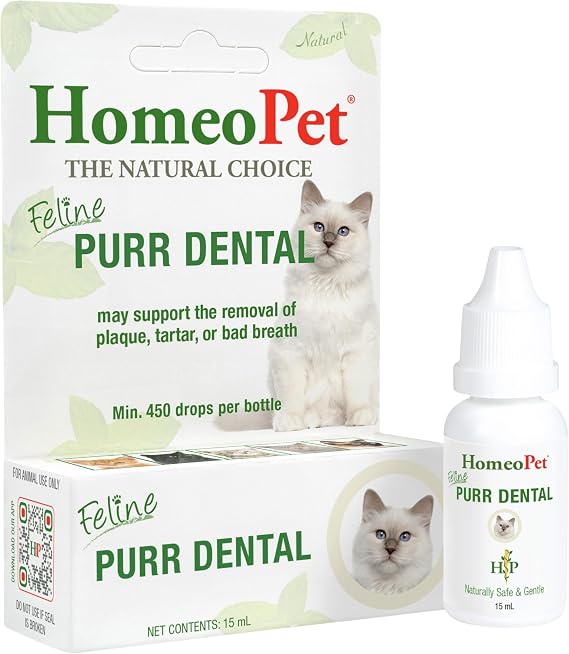 HomeoPet Feline Purr Dental, Water Additive, 15 Milliliters