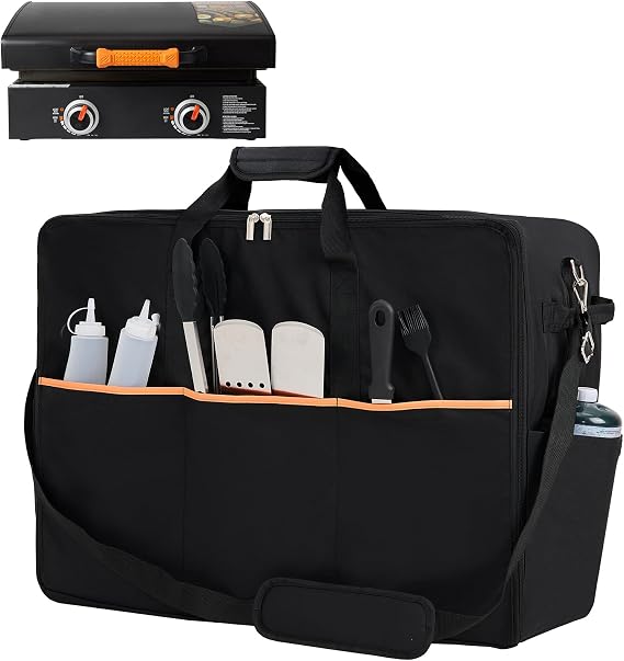 Grill Carry Bag for Blackstone 22" Tabletop Griddle with Hood, Bag Only | 5 Pockets, Rip-Proof Fabric, Removable Strap with Reinforced Hardware, Weather-Resistant, Portable BBQ Grill Carrying Case