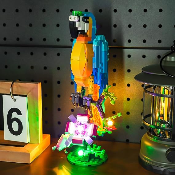 VONADO LED Light Kit for Lego 3 in 1 Exotic Parrot 31136 Animal Figures, Creative Lighting Set Accessories Compatible with LEGO Light 31136 Building Set (Lights Only, No Models)
