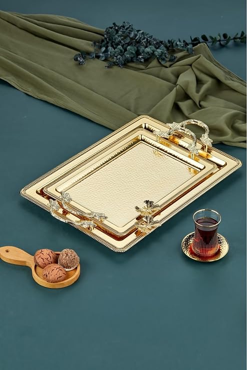 Cooker Dikdörtgen 2'Li Paslanmaz Çelik Metal Tepsi Seti 8678563258507