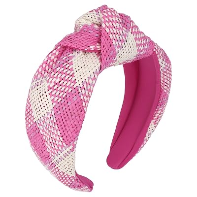 CURASA Knotted Headbands For Women Girls Non Slip Comfortable Top Knot Headband Rose Braided Hairband Cute Fashion Hair Band Preppy Fabric Head bands Decorative Hair Accessories Trendy Yoga Headpiece