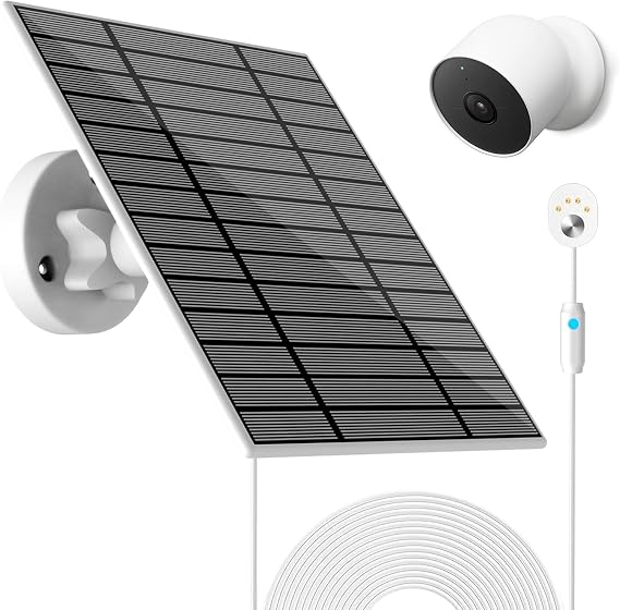 Solar Panel Compatible with Google Nest Camera Outdoor & Indoor (Battery Version), 6W Solar Power Charger for Google Nest Camera Solar Panel with
