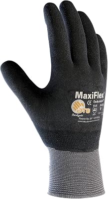 PIP Large MaxiFlex Endurance by ATG Black Nitrile Full Coated Work Gloves With Nylon And Lycra Liner And Continuous Knit Wrist