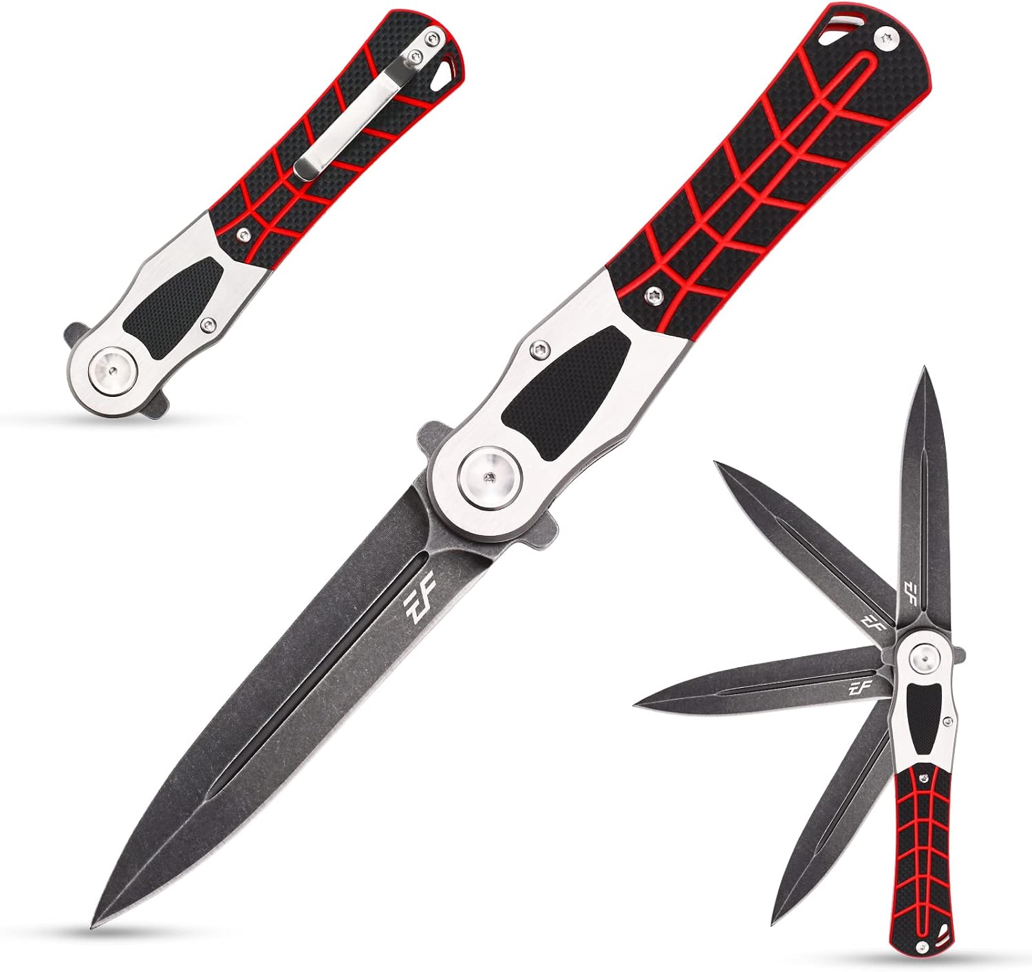 Eafengrow EF970 Folding Knife D2 Steel Blade G10 Handle EDC Tool Knife for Working Camping Hiking Black