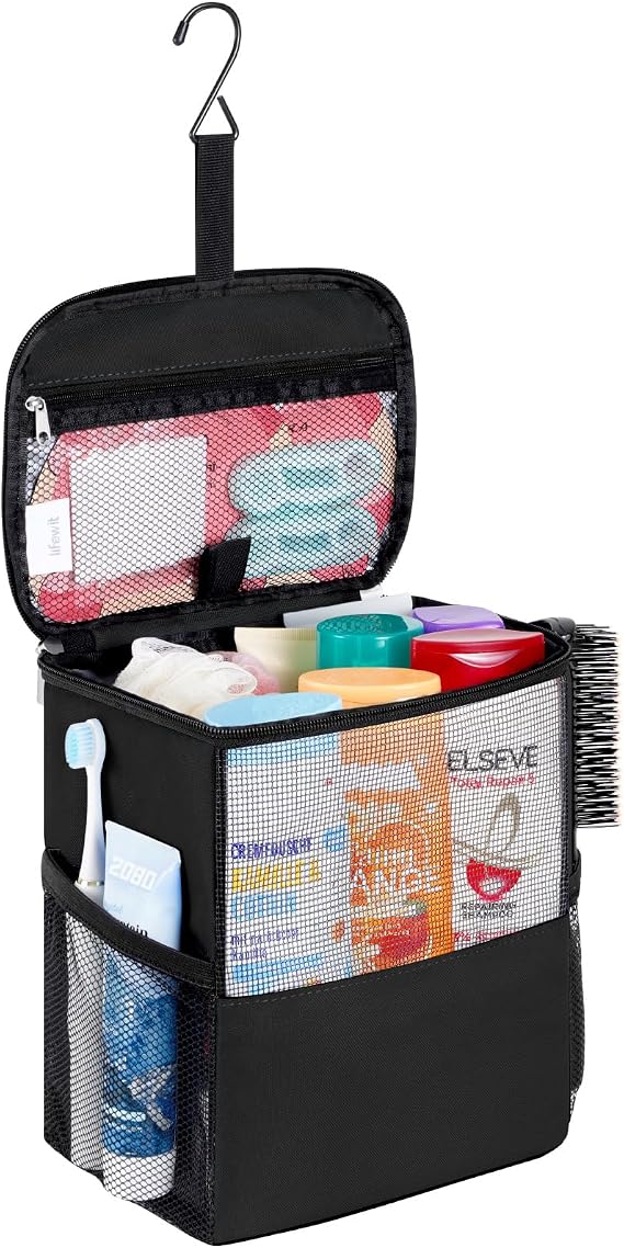 Lifewit Mesh Shower Caddy Bag, Hanging Shower Organizer, Medium, Black