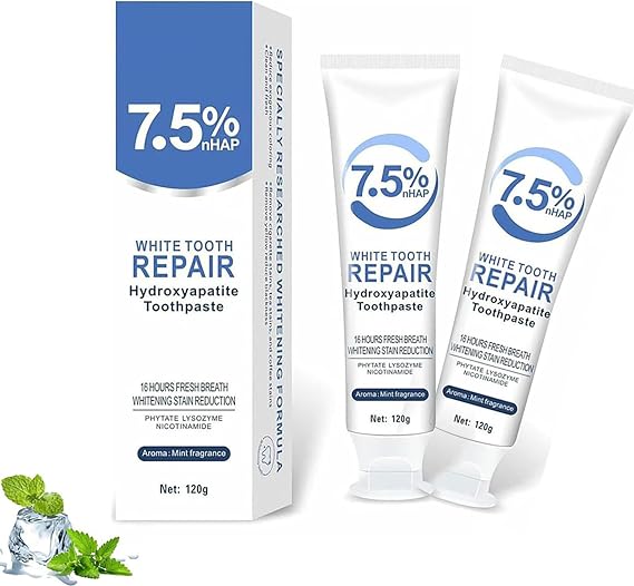 Hydroxyapatite Toothpaste, Fluoride-Free, Gentle Mint, Helps Remove Surface Stains, Fresh Breath, 4.23oz (2-Pack)
