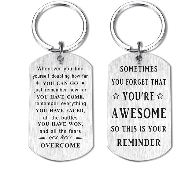 Inspirational Gifts for Men - Sometimes You Forget You Are Awesome Keyring - Mindfulness Gift for Him, Get Well Soon Gift for Male, Metal Engraved