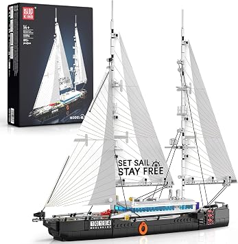 Mould King 10194 Boat Building Sets, MOC Ship Building Kits, Ocean Explorer Boat Model, Home Desk Decor, Collectible Building Toys for Adults/Teens 14+(893PCS)