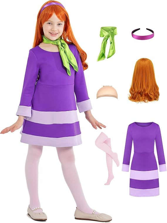 Oumbivil Kids Girls Dress for Halloween Costumes Cosplay with Accessories