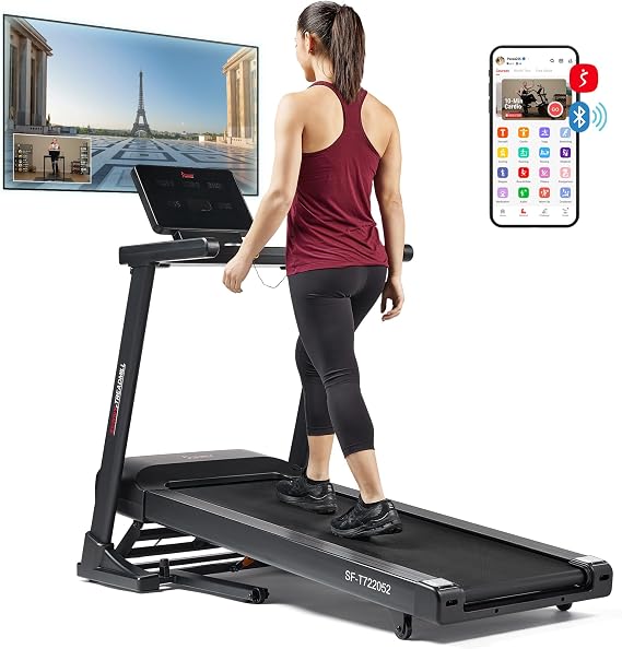 Sunny Health & Fitness Foldable Auto Incline Treadmill & 20" Wide Platform