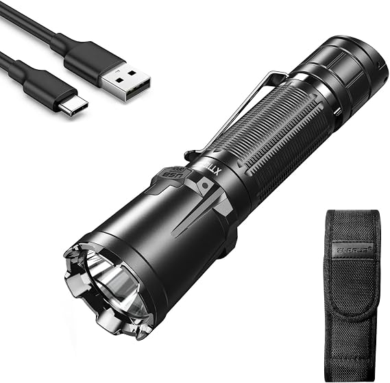 klarus XT11GT Tactical Flashlight: 3300 Lumens, 1345ft Beam USB-C Rechargeable, Dual Tail Switch, IPX8 Waterproof (Holster Included)