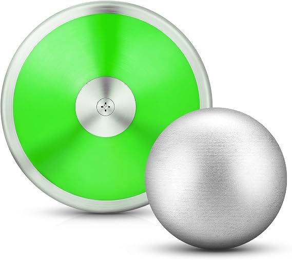 Silipull 2 Pcs Iron Shot Put Ball and Throwing Discus Set 1 kg Training Discus 12 lb Shot Put Track and Field Training Equipment for Boys Girls Beginners School Throwers Outdoor Practice