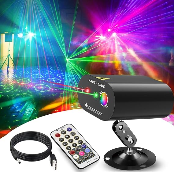 DJ Disco Ball Party Lights with Sound-Activated Remote | Durable ABS RGB LED Strobe Stage Lighting, Light Projector for Xmas, Rave, Club, Bar, Home Room Decoration, DJ Stage Light.